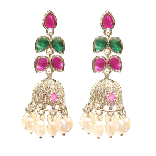 Ruby & Panna Colour Pearl Jhumko