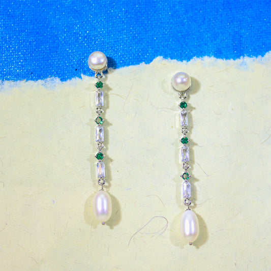 Pearl Emerald Cascade Elegance Necklace Set