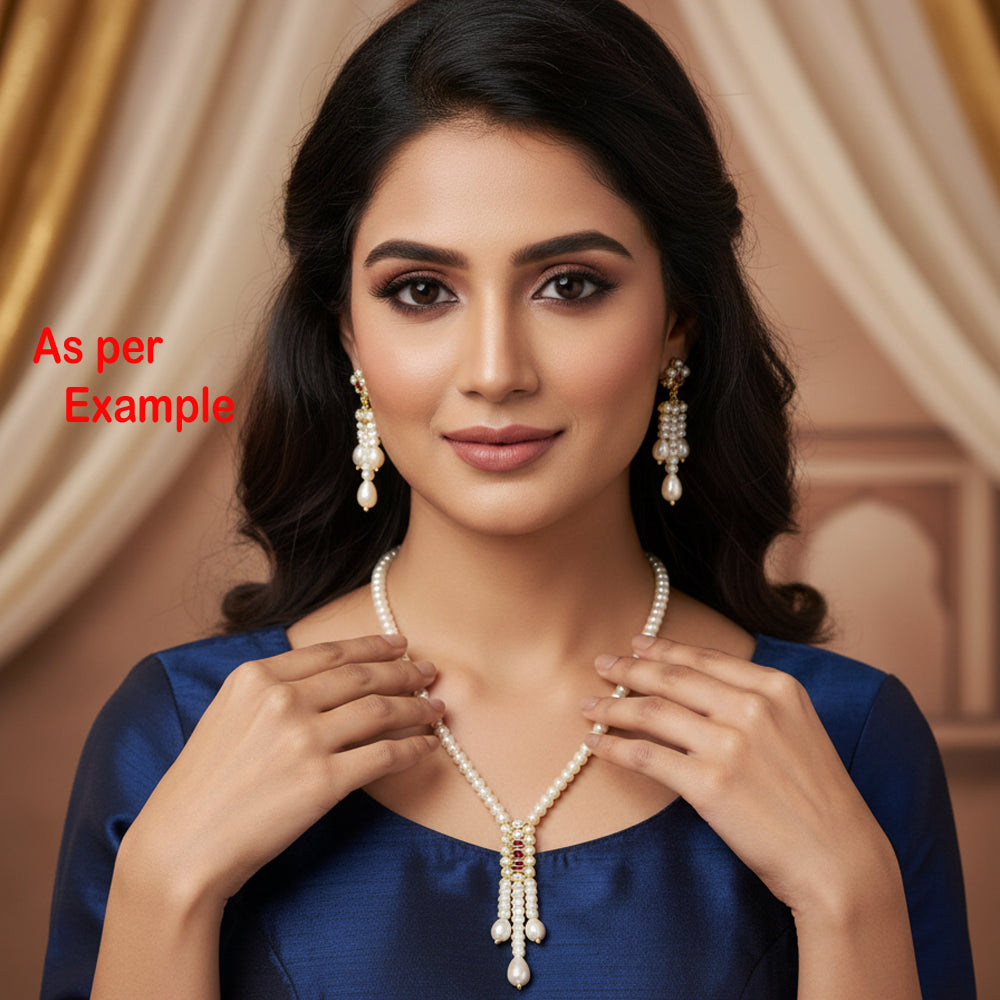 Elegant Freshwater Pearl & Ruby Accent Jewelry Set