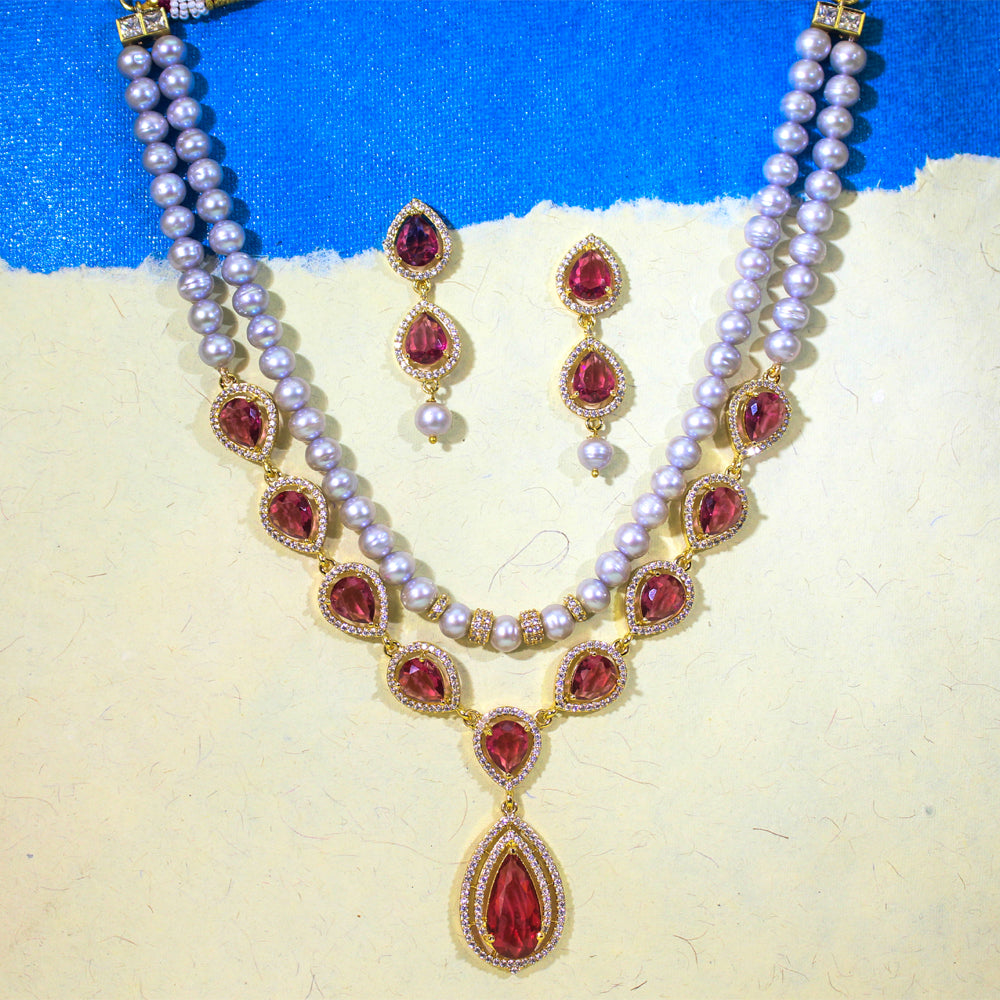 Ruby Pearl Royale Necklace Set