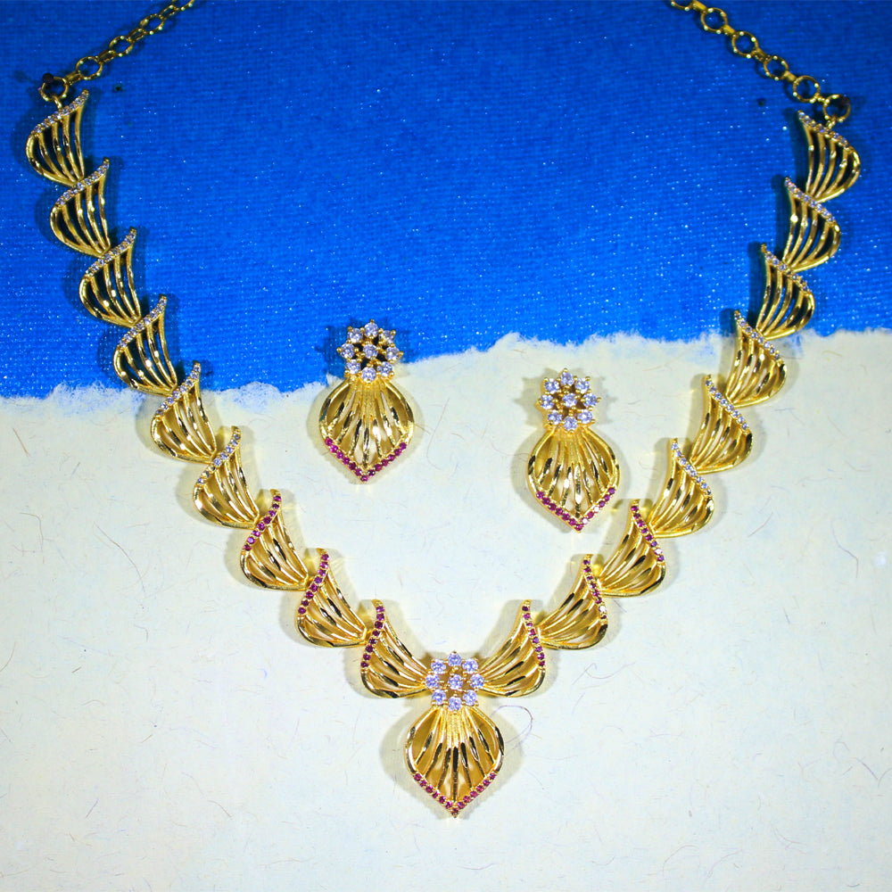 Ruby Petal Elegance Necklace Set