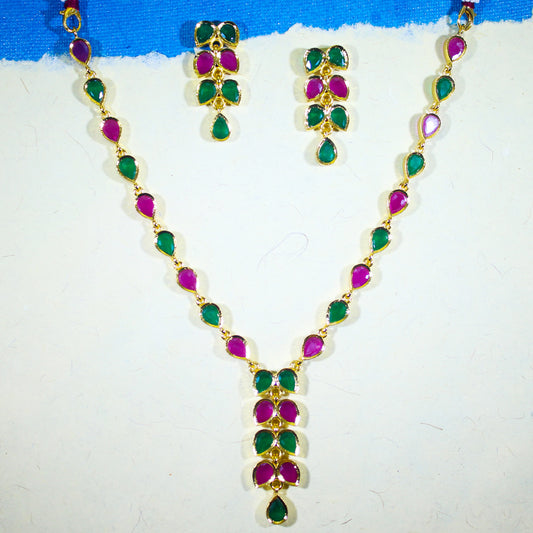 Emerald Ruby Harmony Necklace Set