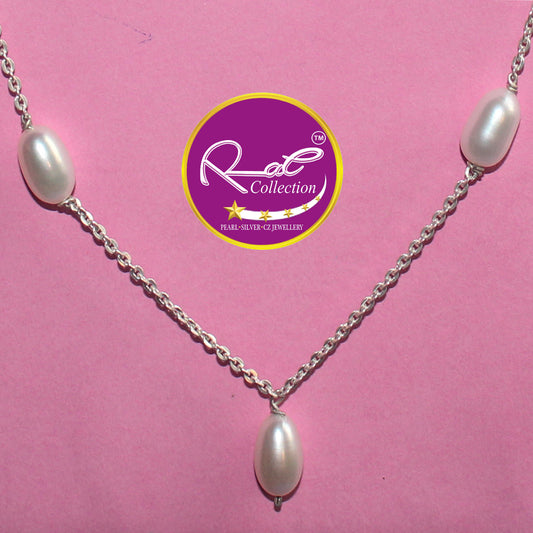 Rae Silver with Pearl Chain