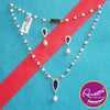 Blue Glass Stone & Pearl Necklace Set