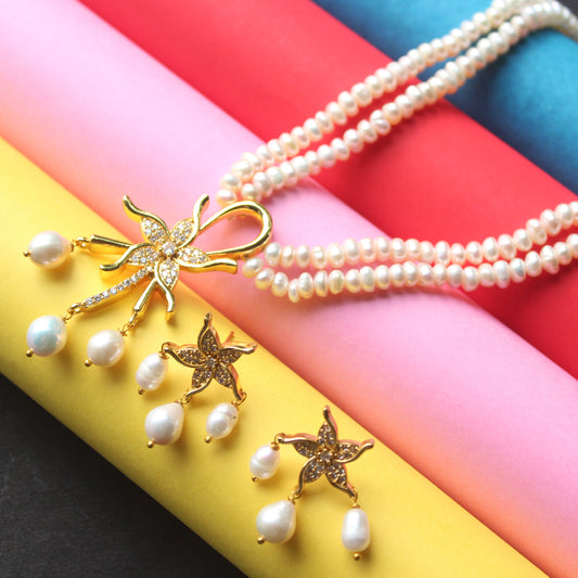 Rae Collection - Floral Pearl Necklace Set