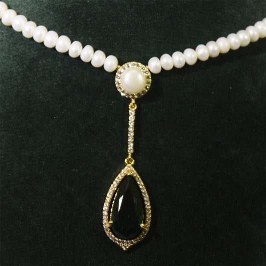 Rae Collection - Gree Big Stone Pearl Necklace Set