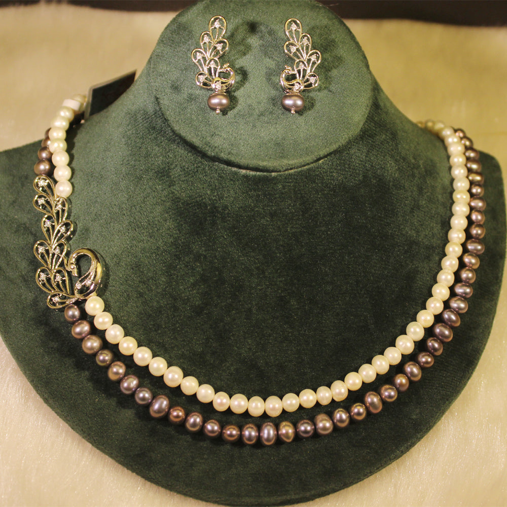 Rae Collection - Peacock Two Layer Pearl Necklace Set