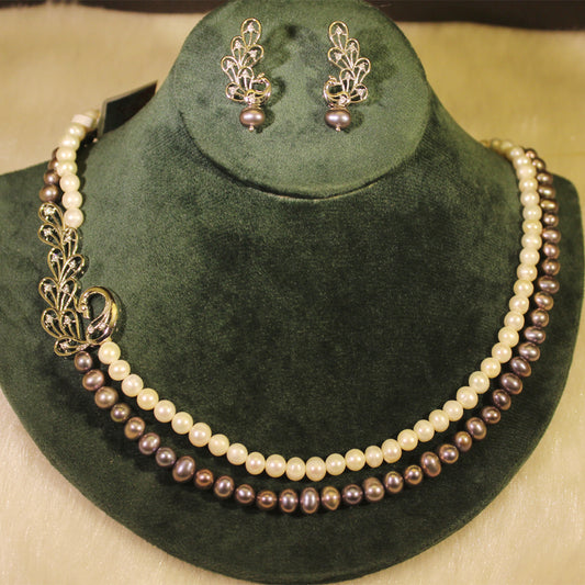 Rae Collection - Peacock Two Layer Pearl Necklace Set