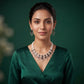 Black Meena & Pearl Leaf Necklace Set