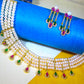 Royal Pearl Ruby Emerald Cascade Necklace Set