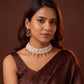 Royal Pearl Ruby Emerald Cascade Necklace Set