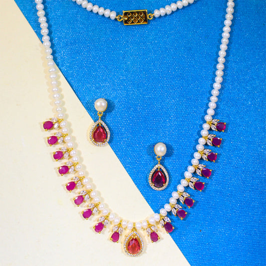 Ruby Pearl Royale Necklace Set