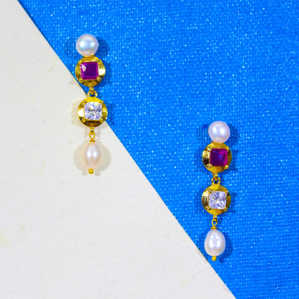 Ruby Pearl Royal Cascade Necklace Set