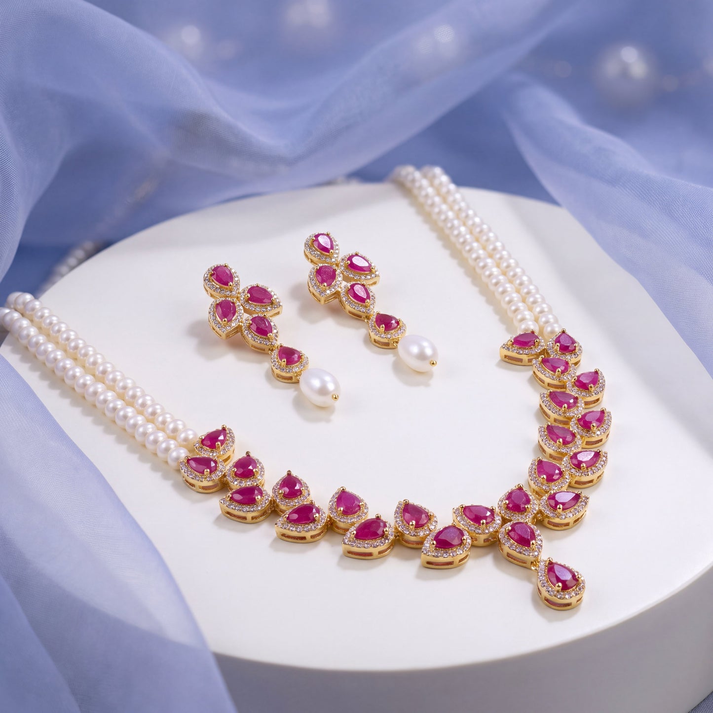 Ruby Royale Freshwater Pearl Necklace Set