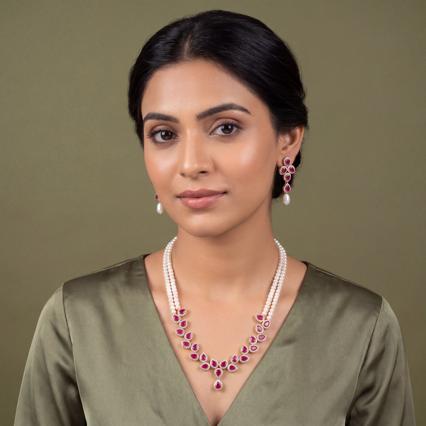 Ruby Royale Freshwater Pearl Necklace Set
