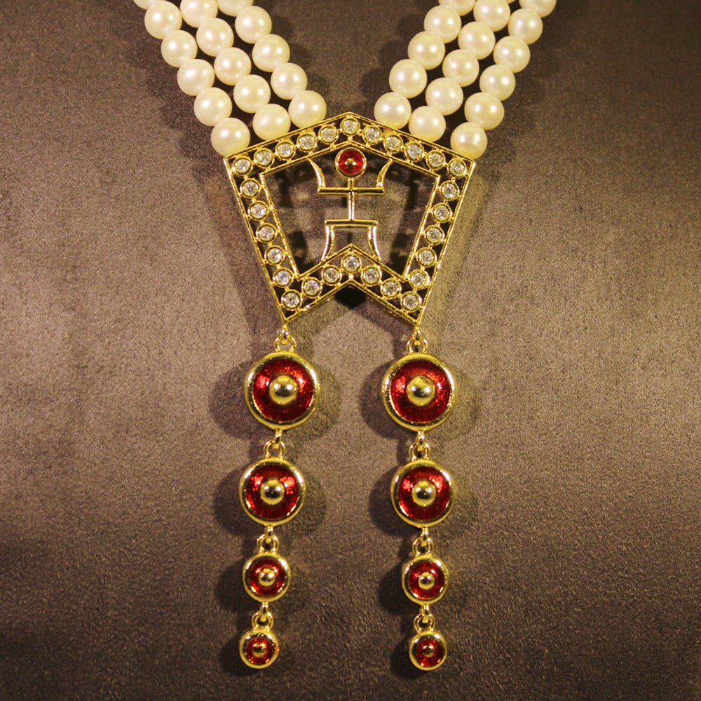 Rae Swastik Pearl Necklace Set