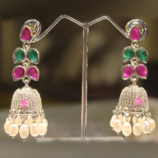 Ruby & Panna Colour Pearl Jhumko