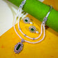 Elegant Green Stone & Pearl Necklace
