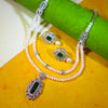 Elegant Green Stone & Pearl Necklace