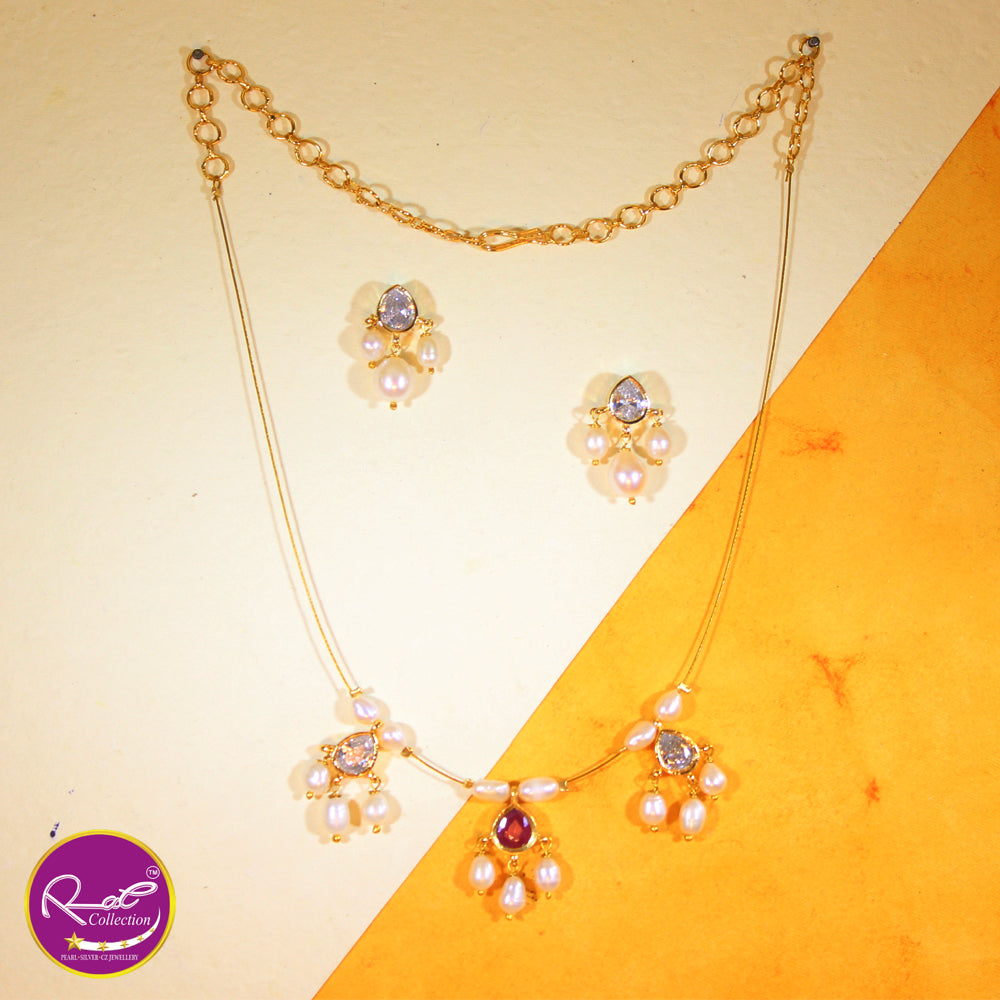 Rae Pearl with Wire Necklace Set