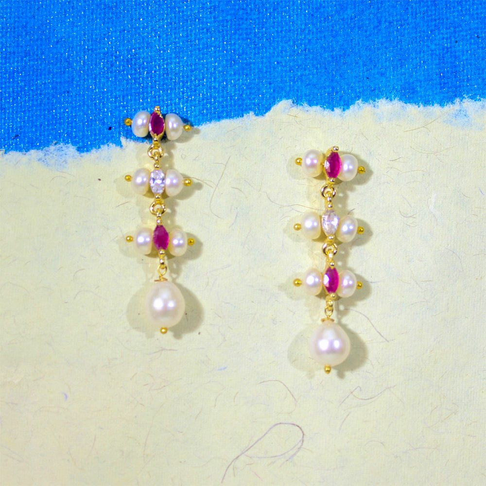 Elegant Freshwater Pearl & Ruby Accent Jewelry Set