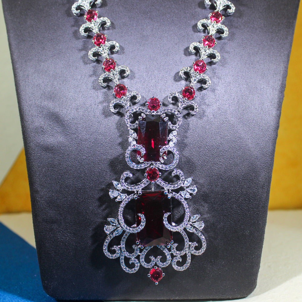 Ruby Royale Cascade Necklace Set