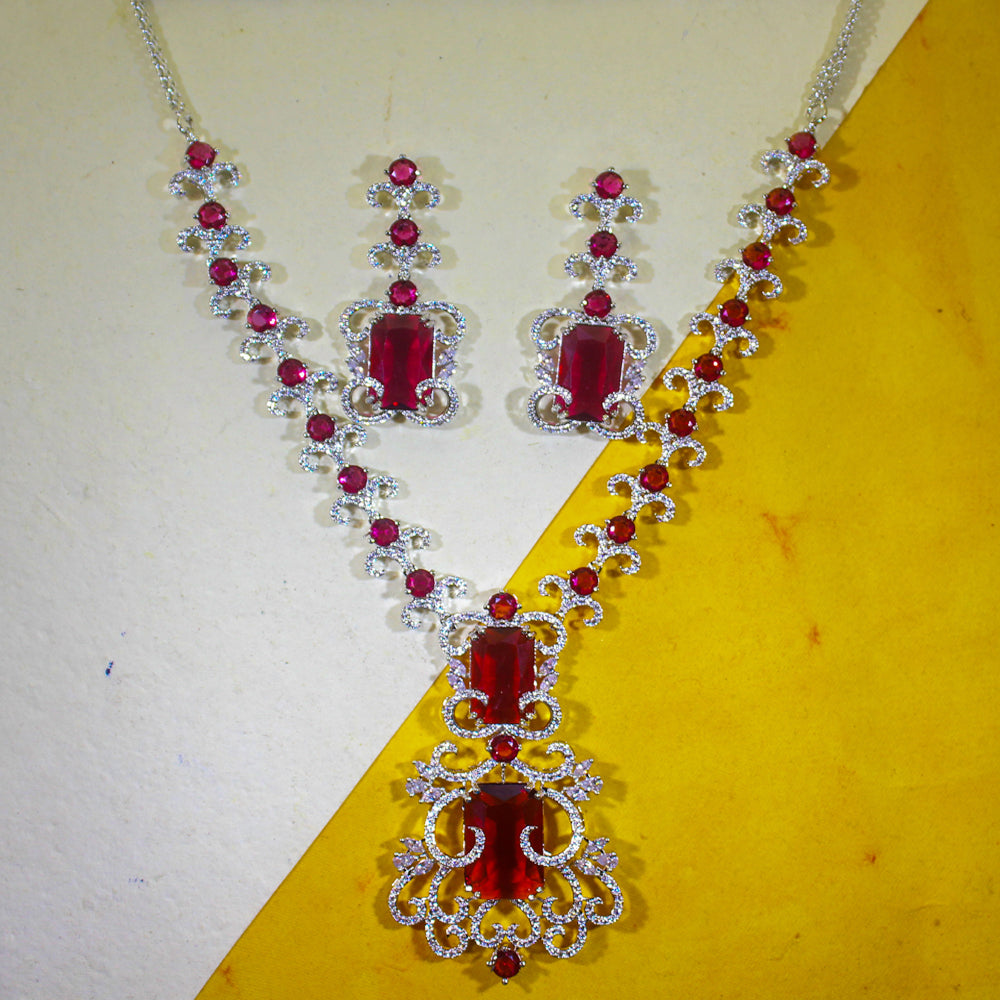 Ruby Royale Cascade Necklace Set