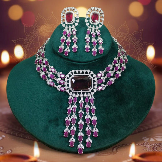 Ruby Royale Cascade Necklace Set