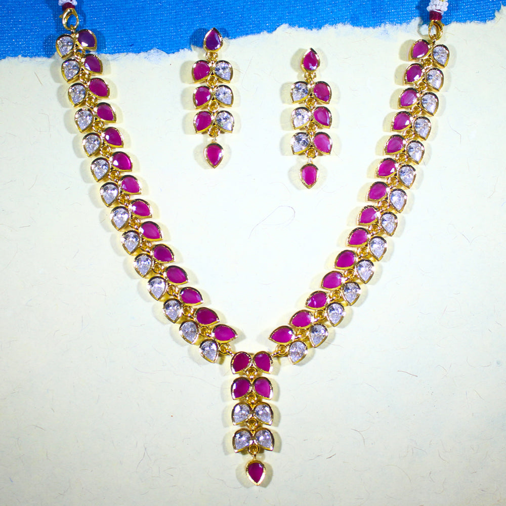 Ruby Radiance Teardrop Necklace Set