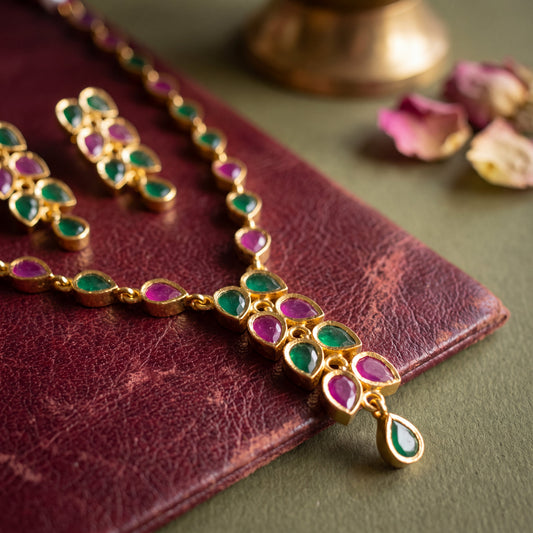 Emerald Ruby Harmony Necklace Set