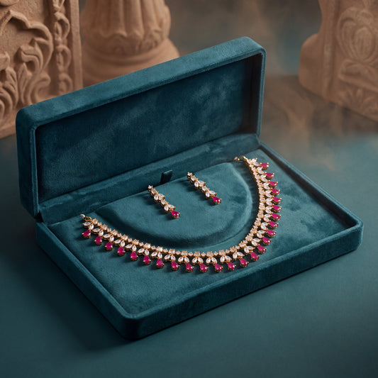 Ruby Dewdrop Royale Necklace Set