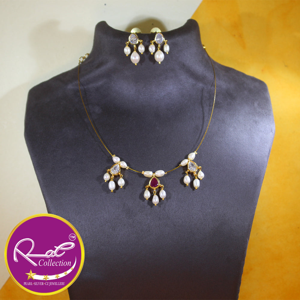 Rae Pearl with Wire Necklace Set