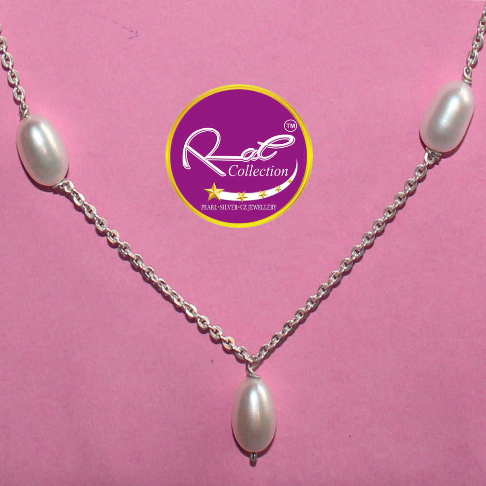 Rae Silver with Pearl Chain