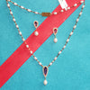 Red Glass Stone & Pearl Necklace Set