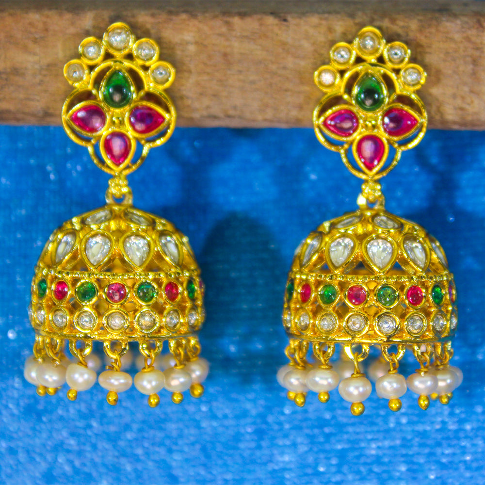 Beautiful Pearl & Kundan Jhumka